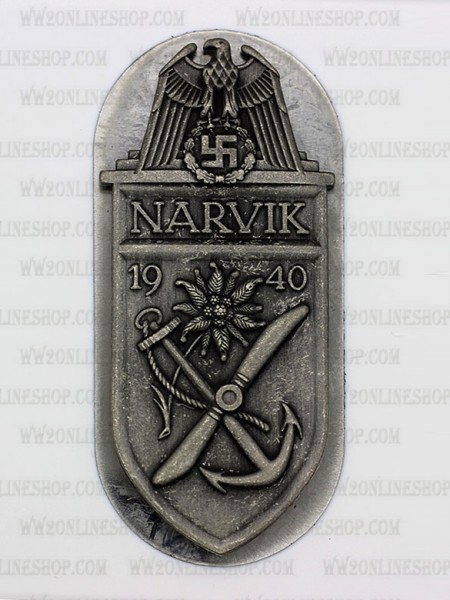 GERMAN WW2 NARVIK SHIELD WITH CLOTH BACKING