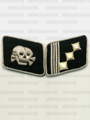 Replica of SS Skull Captain(SS-Hauptstrumfuhrer) Collar Tabs (German Collar Tabs) for Sale (by ww2onlineshop.com)