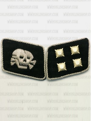 Replica of SS Skull Major(SS-Sturmbannfuhrer) Collar Tabs (German Collar Tabs) for Sale (by ww2onlineshop.com)