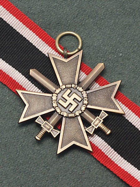German WW2 War Merit Cross 2nd Class with Swords Ribbon Bar w tabs 